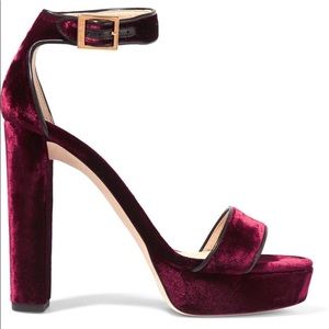 Jimmy Choo Holly Leather-trimmed velvet platforms